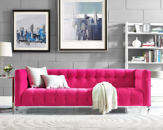 3 Seater Sofa Set: Lifestyle Chesterfield Fabric Sofa Set (Pink)
