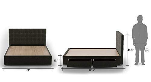 Lillyput Interio Lans King Size Charcoal Grey Upholstered Storage Bed
