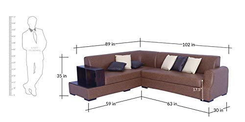 Lillyput Interio Munix RHS Sectional Sofa in Tan Brown Leatherette