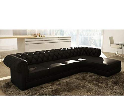 L Shaped Sofa Set:- Luxury Chesterfield Leatherette Sofa Set (White)