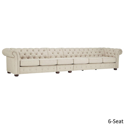 4 Seater Sofa Set:-  Extra Long Tufted Chesterfield Modular Fabric Sofa Set (Cream)