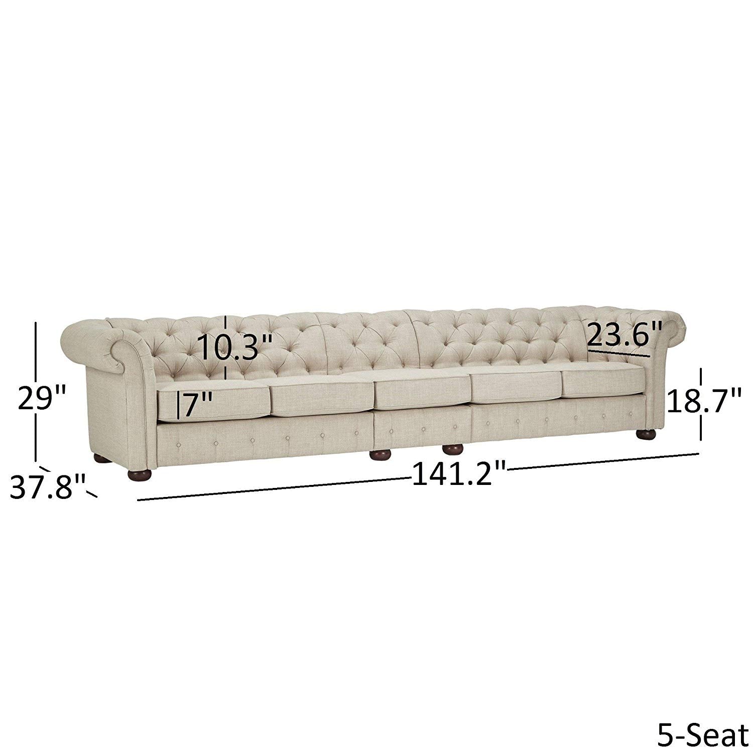 4 Seater Sofa Set:-  Extra Long Tufted Chesterfield Modular Fabric Sofa Set (Cream)