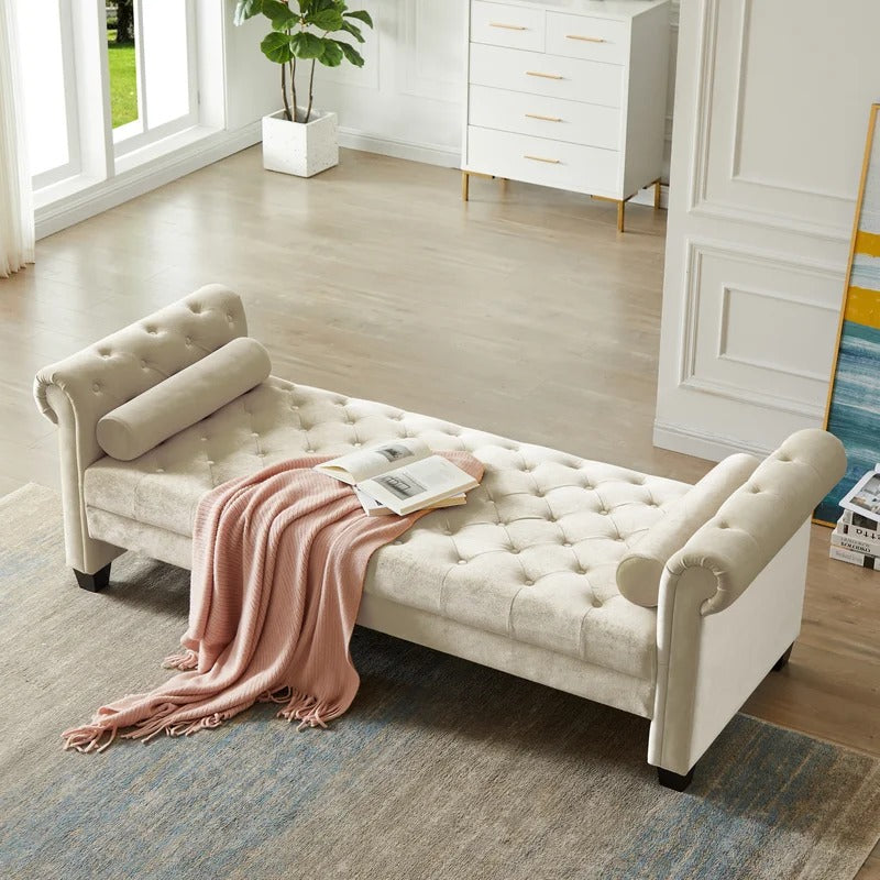 Lounge Chair: Mabel Rolled Arms Chaise Lounge