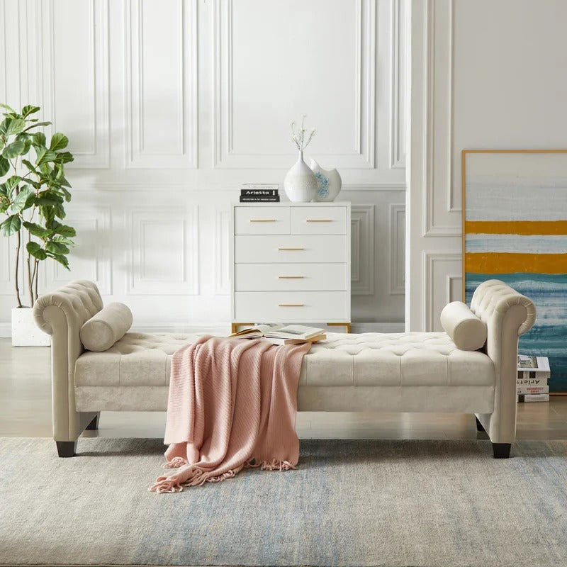 Lounge Chair: Mabel Rolled Arms Chaise Lounge