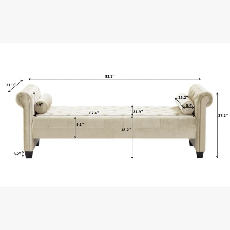 Lounge Chair: Mabel Rolled Arms Chaise Lounge