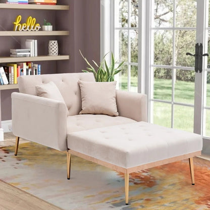 Lounge Chair: Matisha Tufted Two Flared Arms Chaise Lounge