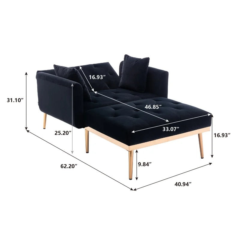 Lounge Chair: Matisha Tufted Two Flared Arms Chaise Lounge