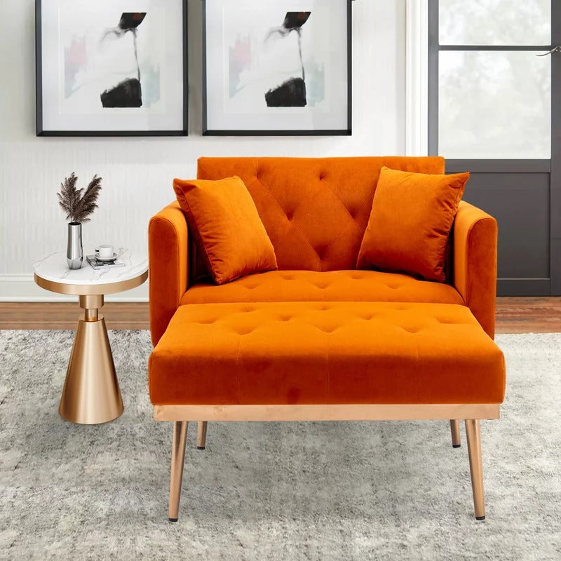 Lounge Chair: Matisha Tufted Two Flared Arms Chaise Lounge