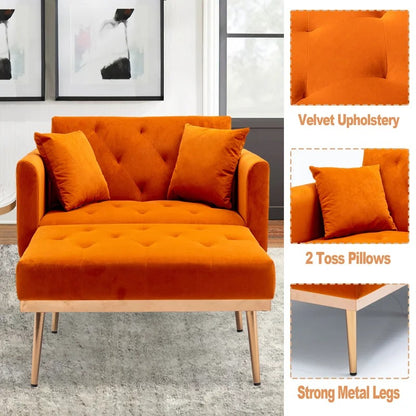 Lounge Chair: Matisha Tufted Two Flared Arms Chaise Lounge