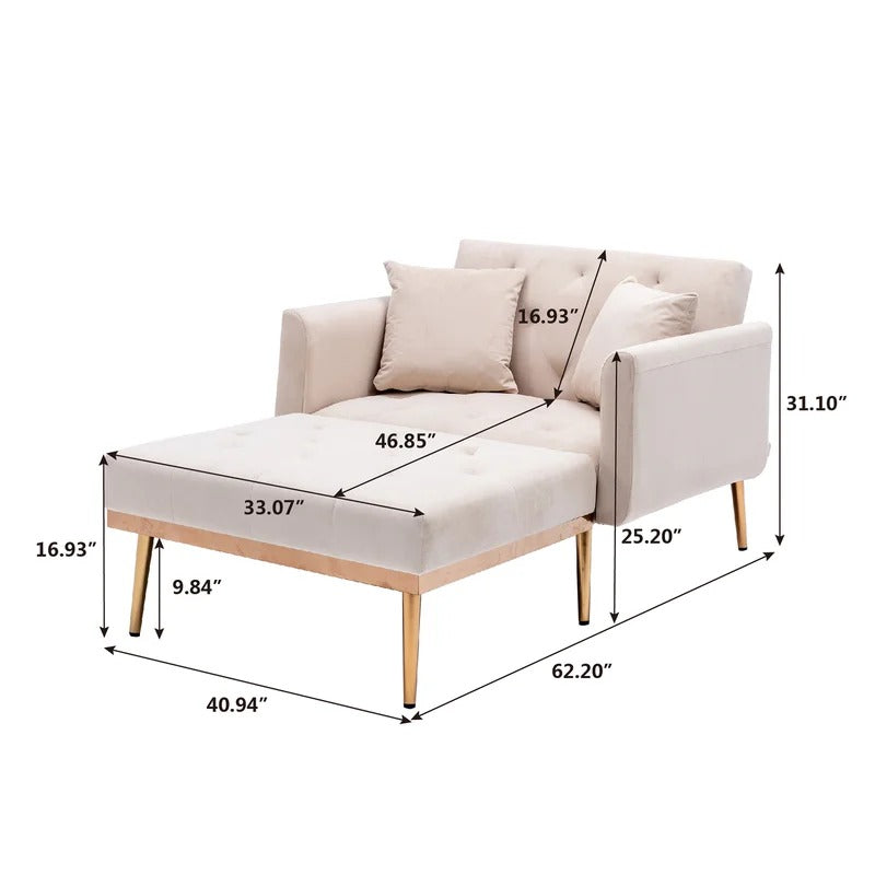 Lounge Chair: Matisha Tufted Two Flared Arms Chaise Lounge