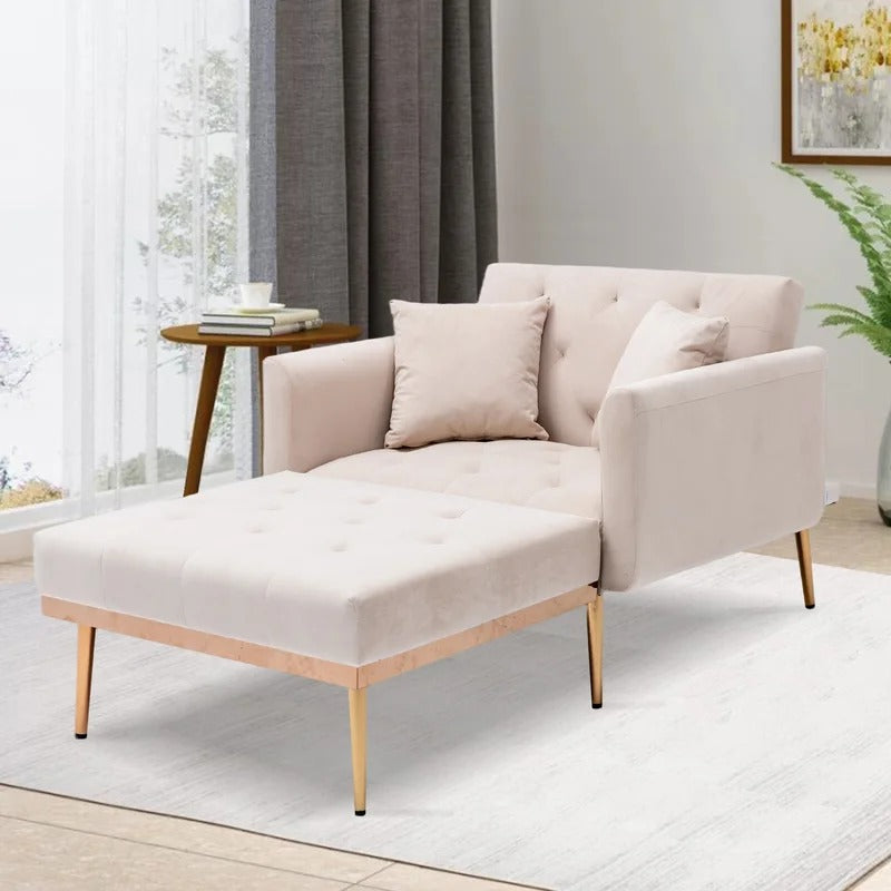 Lounge Chair: Matisha Tufted Two Flared Arms Chaise Lounge