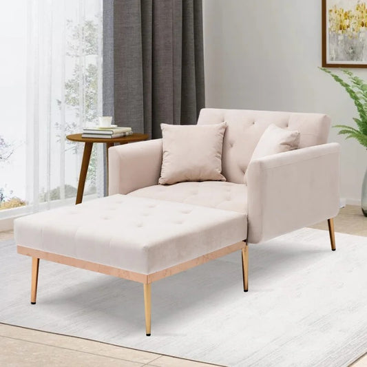 Lounge Chair: Matisha Tufted Two Flared Arms Chaise Lounge