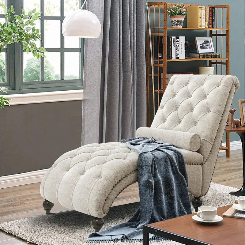 Lounge Chair: Rexony Tufted Armless Reclining Chaise Lounge