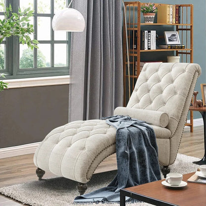 Lounge Chair: Rexony Tufted Armless Reclining Chaise Lounge