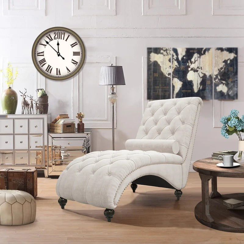 Lounge Chair: Rexony Tufted Armless Reclining Chaise Lounge
