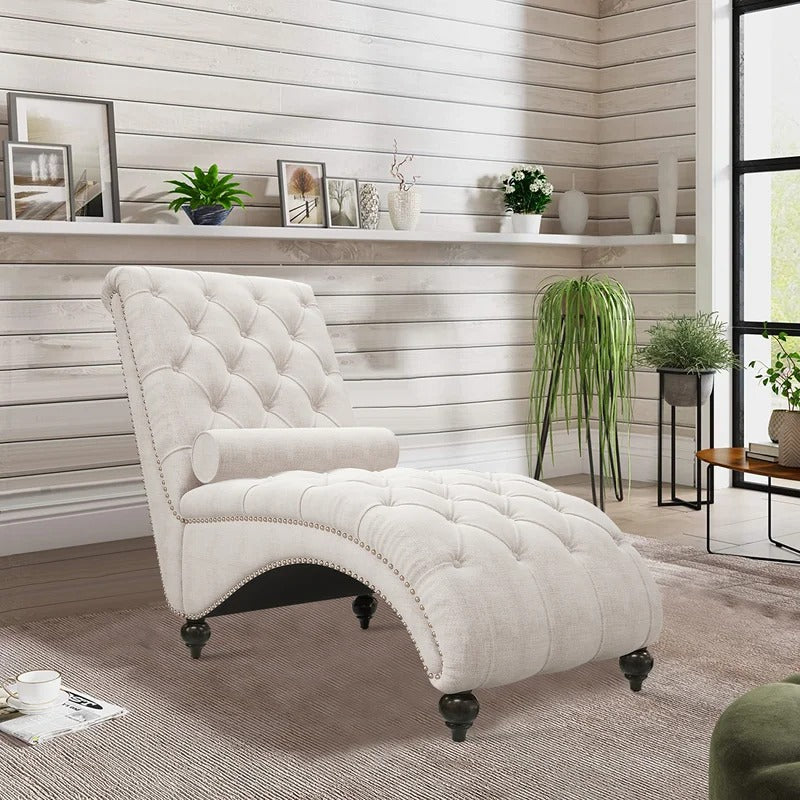 Lounge Chair: Rexony Tufted Armless Reclining Chaise Lounge