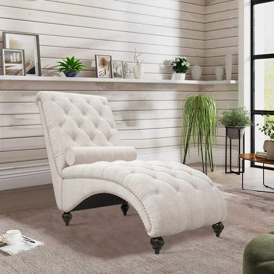 Lounge Chair: Rexony Tufted Armless Reclining Chaise Lounge