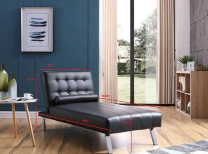 Lounge Chair Wayward Button Tufted Back Convertible Chaise Lounger with Lumbar Support Pillow