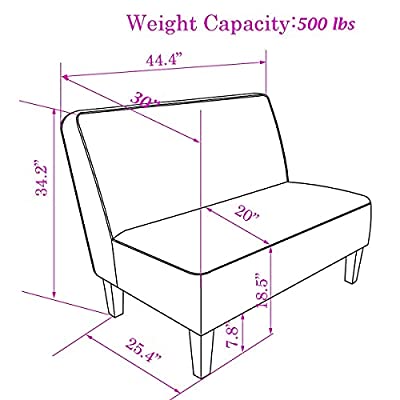 Loveseat 44.5 Linen Arm less Loveseat Sofa