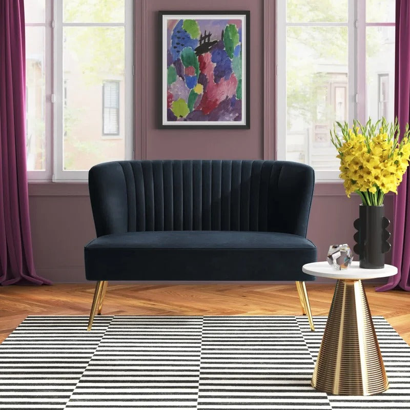 Loveseat: 47'' Velvet Armless Loveseat