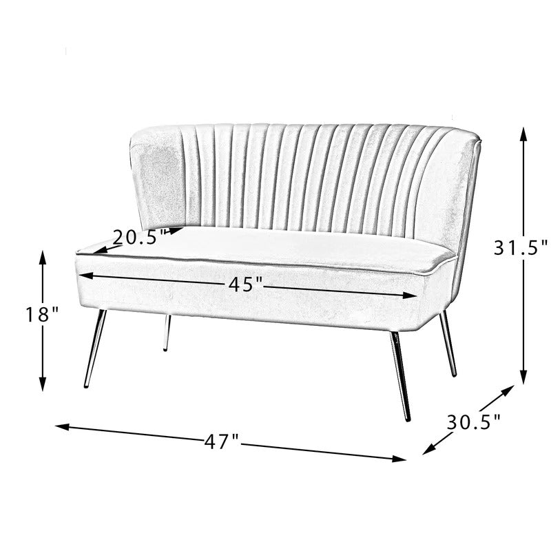 Loveseat: 47'' Velvet Armless Loveseat