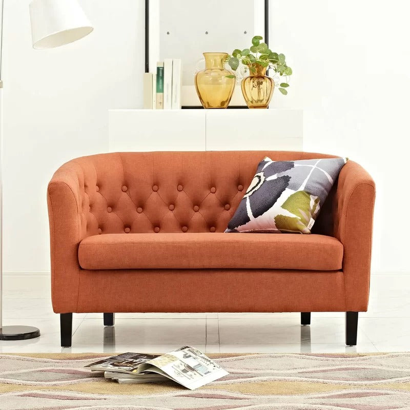 Loveseat: 49'' Rolled Arm Chesterfield Loveseat Sofa