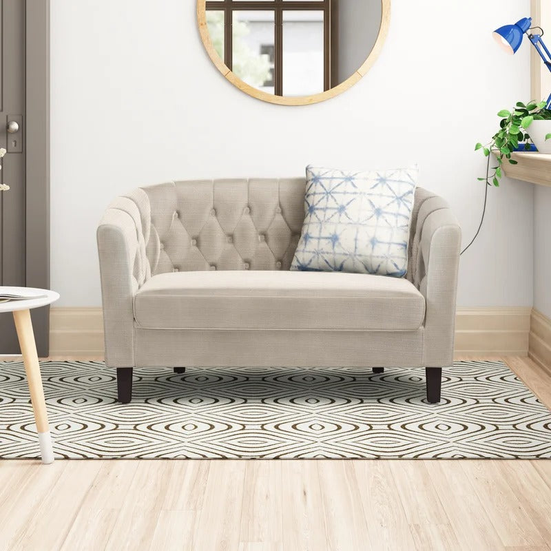 Loveseat: 49'' Rolled Arm Chesterfield Loveseat Sofa