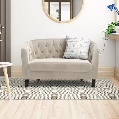 Loveseat: 49'' Rolled Arm Chesterfield Loveseat Sofa