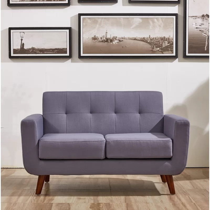 Loveseat: 51'' Linen Square Arm Loveseat Sofa