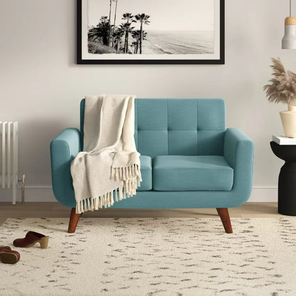 Loveseat: 51'' Linen Square Arm Loveseat Sofa
