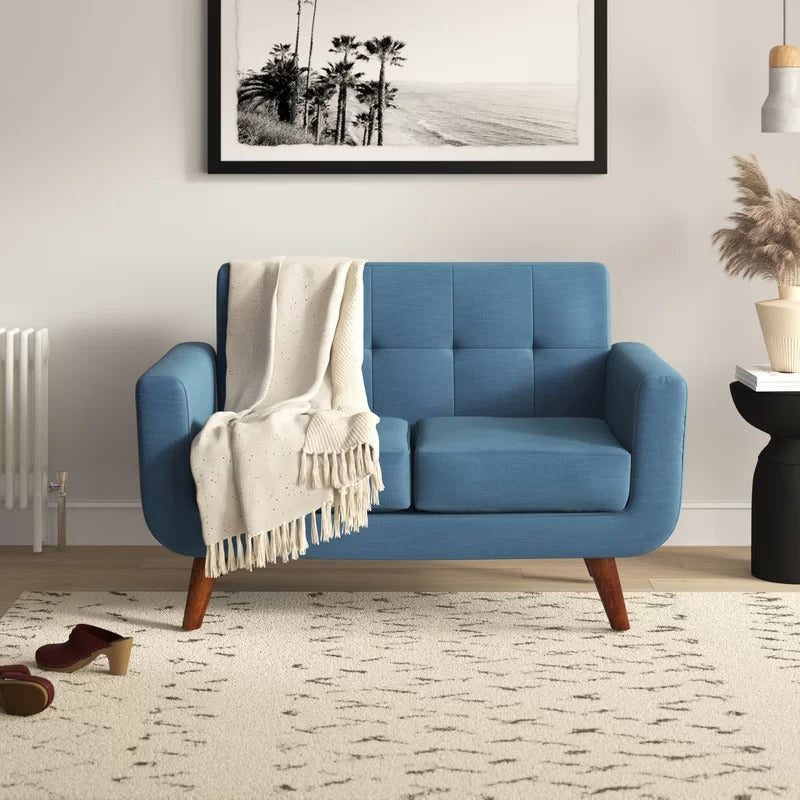Loveseat: 51'' Linen Square Arm Loveseat Sofa
