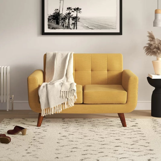 Loveseat: 51'' Linen Square Arm Loveseat Sofa