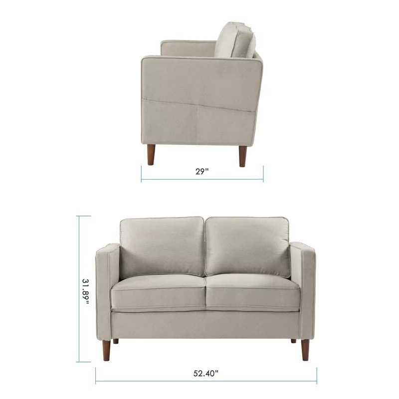 Loveseat: 52.40'' Square Arm Loveseat Sofa