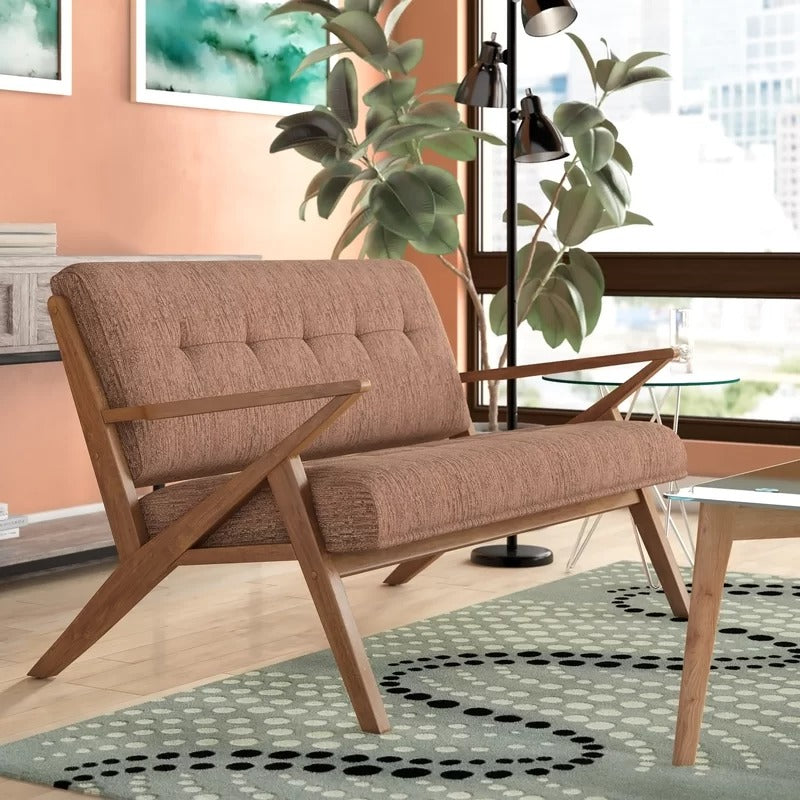 Loveseat: 53.75'' Square Arm Loveseat Sofa