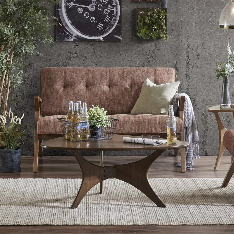 Loveseat: 53.75'' Square Arm Loveseat Sofa