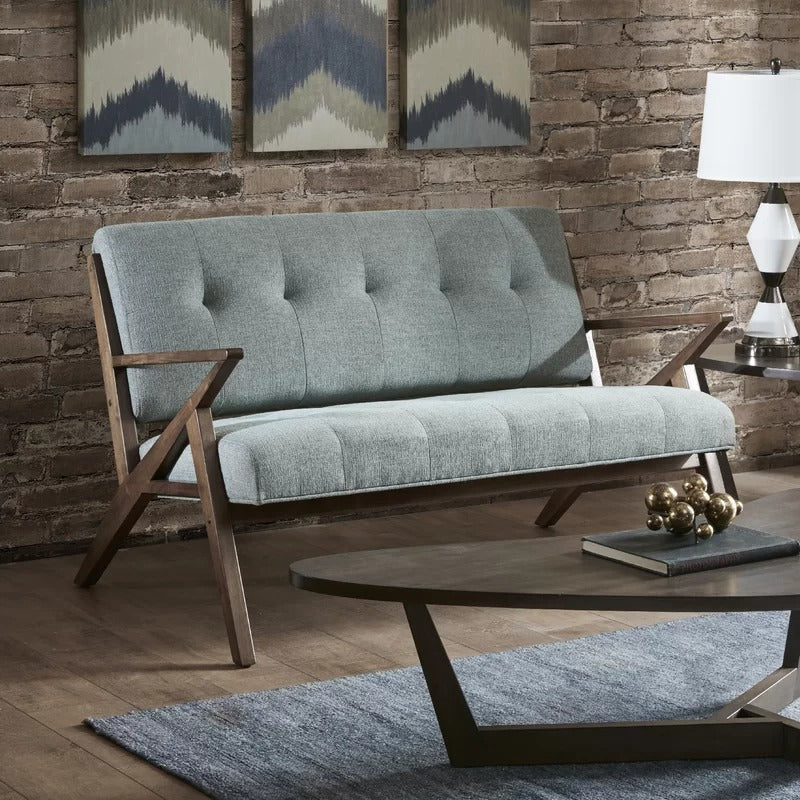 Loveseat: 53.75'' Square Arm Loveseat Sofa