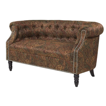 Loveseat: 54'' Rolled Arm Chesterfield Loveseat Sofa