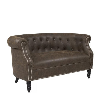 Loveseat: 54'' Rolled Arm Chesterfield Loveseat Sofa