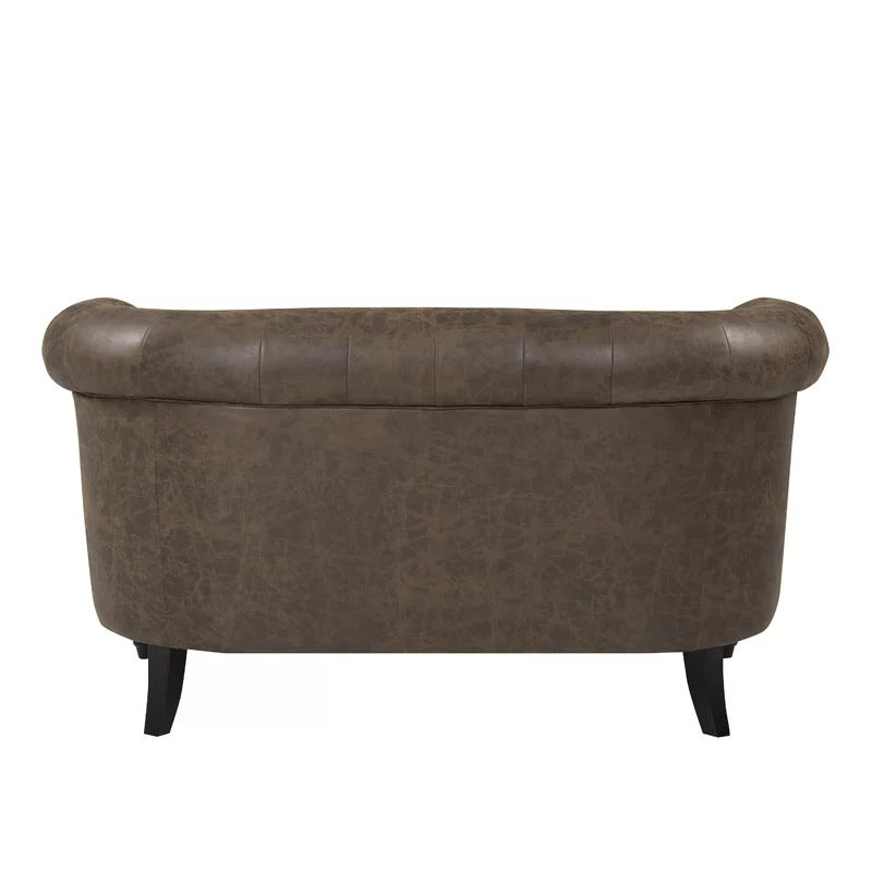 Loveseat: 54'' Rolled Arm Chesterfield Loveseat Sofa