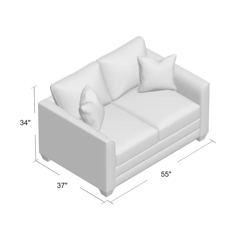 Loveseat: 55'' Elegantly Tapered Arm Loveseat Sofa