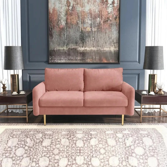 Loveseat: 57.87'' Velvet Round Arm Loveseat Sofa