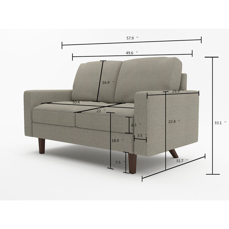 Loveseat 58 Round Arm Loveseat Sofa