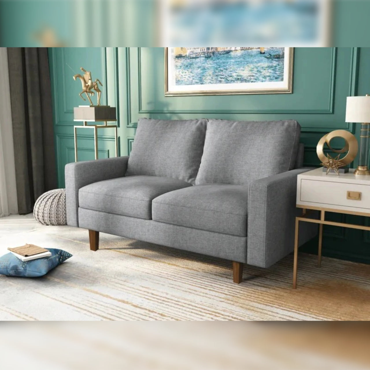 Loveseat 57.9'' Square Arm Loveseat Sofa