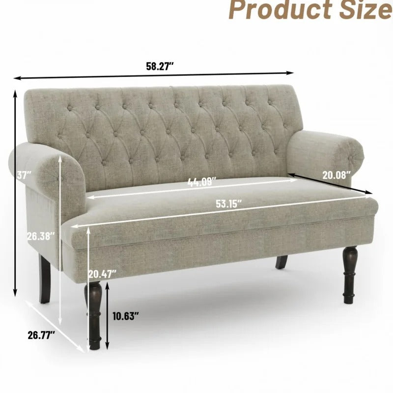 Loveseat: 58.27'' Rolled Arm Loveseat Sofa