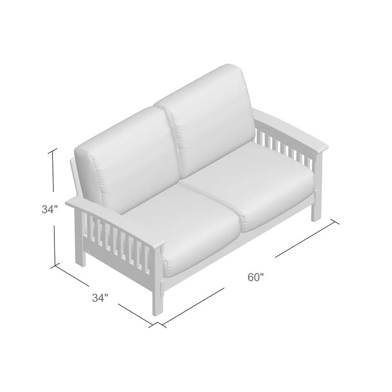 Loveseat: 60'' Recessed Arm Loveseat Sofa