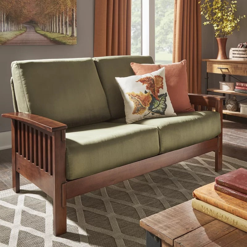 Loveseat: 60'' Recessed Arm Loveseat Sofa
