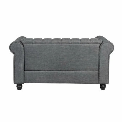 Loveseat: 60'' Rolled Arm Chesterfield Loveseat