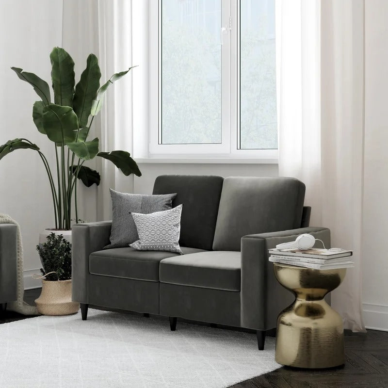 Loveseat: 60'' Square Arm Loveseat Sofa