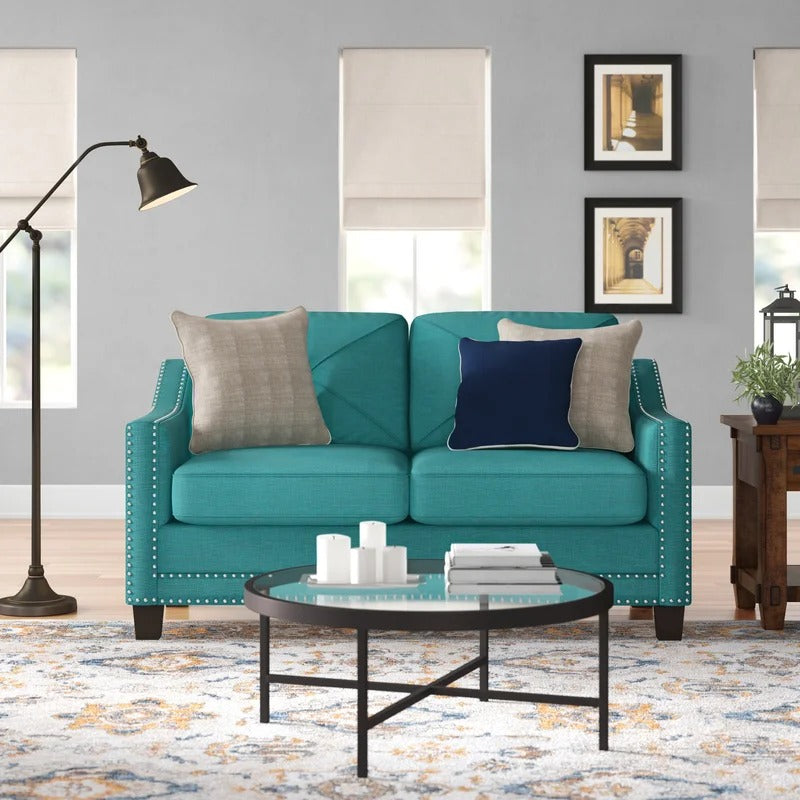 Loveseat:  64'' Linen Flared Arm Loveseat Sofa