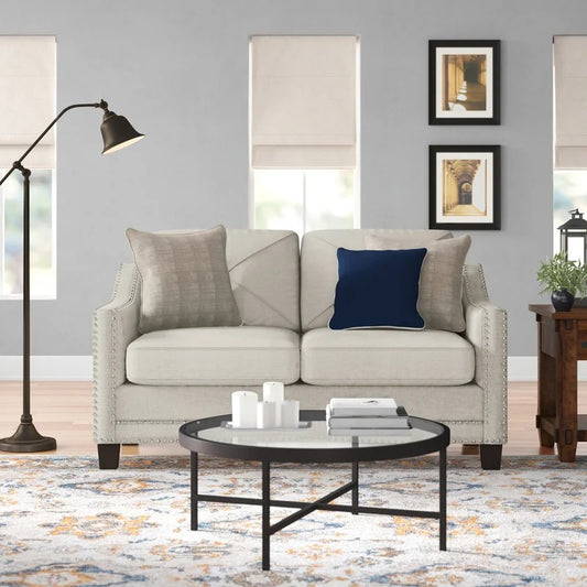 Loveseat:  64'' Linen Flared Arm Loveseat Sofa